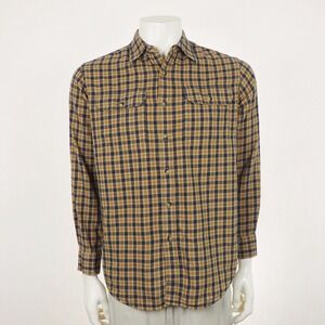 Pendleton Pioneer Fitted Button Down Shirt Mens Medium Brown Plaid Wool Blend